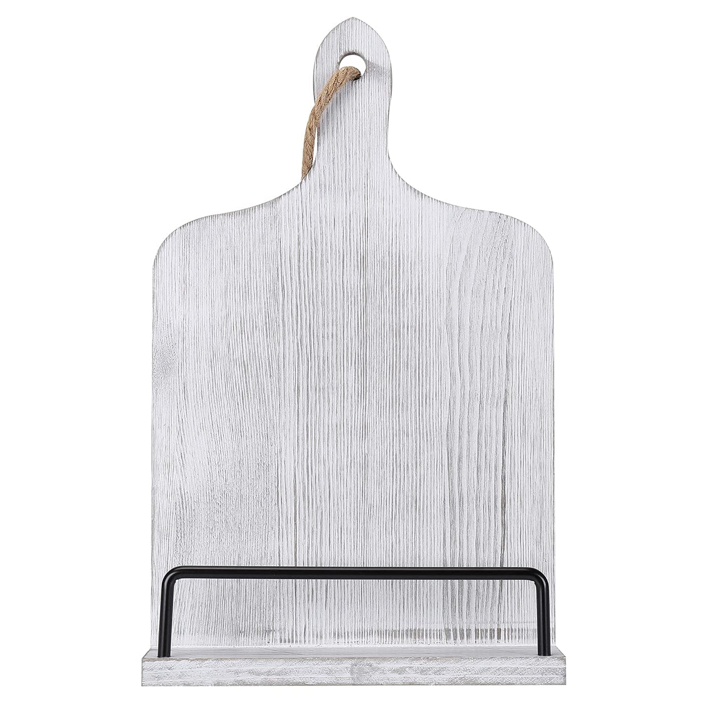 Soligt Cookbook Stand for Kitchen Counter Adjustable Recipe Book Holder Rustic Wood Cutting Board Style - White