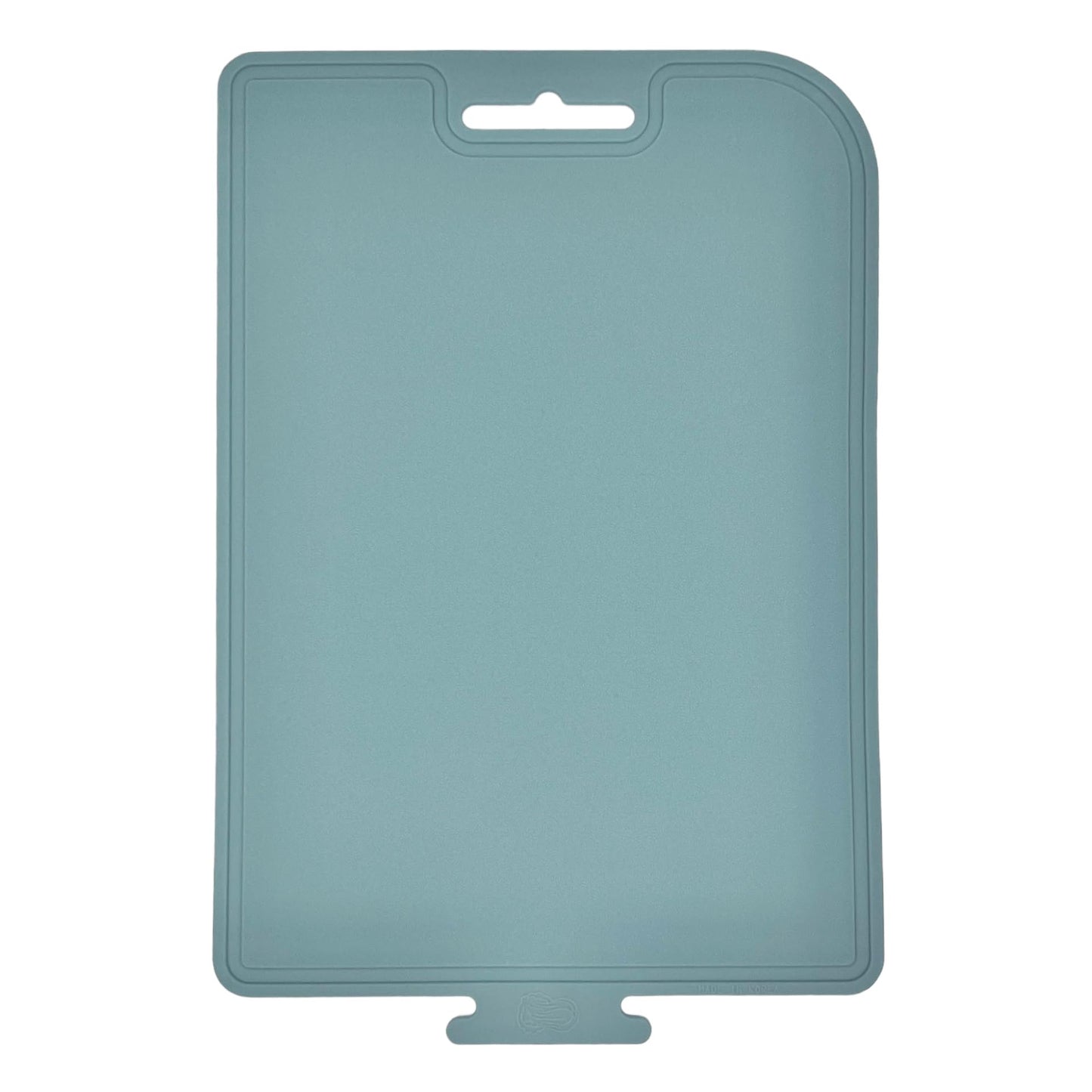cozymomdeco Korean Made Thick Silicone Double-Sided Usable Cutting Board 14.3" x 9.7" Foldable Design Drip Groove Grip Handle Dishwasher Safe 1PCS Gift for Mom (Mint)