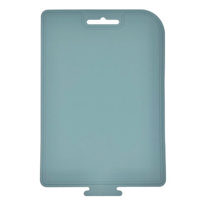 cozymomdeco Korean Made Thick Silicone Double-Sided Usable Cutting Board 14.3" x 9.7" Foldable Design Drip Groove Grip Handle Dishwasher Safe 1PCS Gift for Mom (Mint)