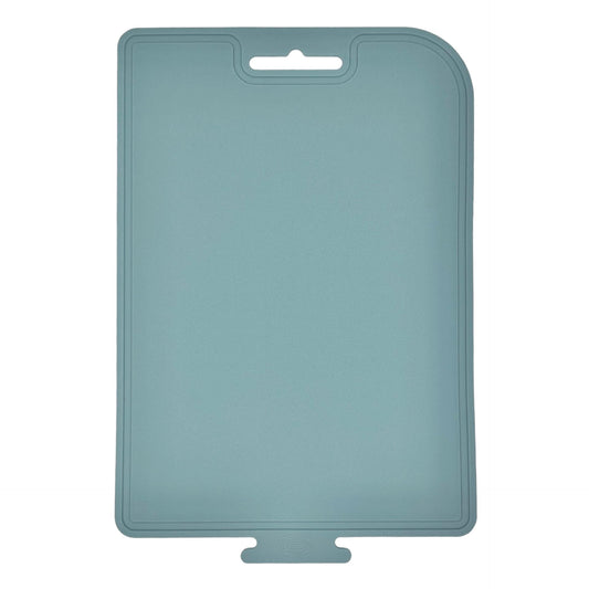 cozymomdeco Korean Made Thick Silicone Double-Sided Usable Cutting Board 14.3" x 9.7" Foldable Design Drip Groove Grip Handle Dishwasher Safe 1PCS Gift for Mom (Mint)