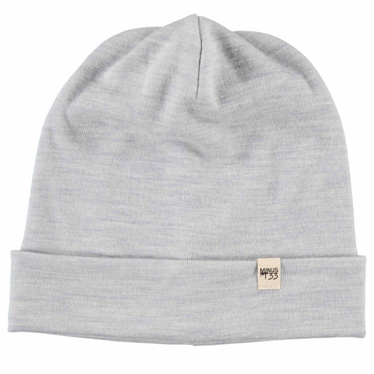 100% Merino Wool Ridge Cuff Beanie - Unisex Warm Winter Hat - Ash Gray
