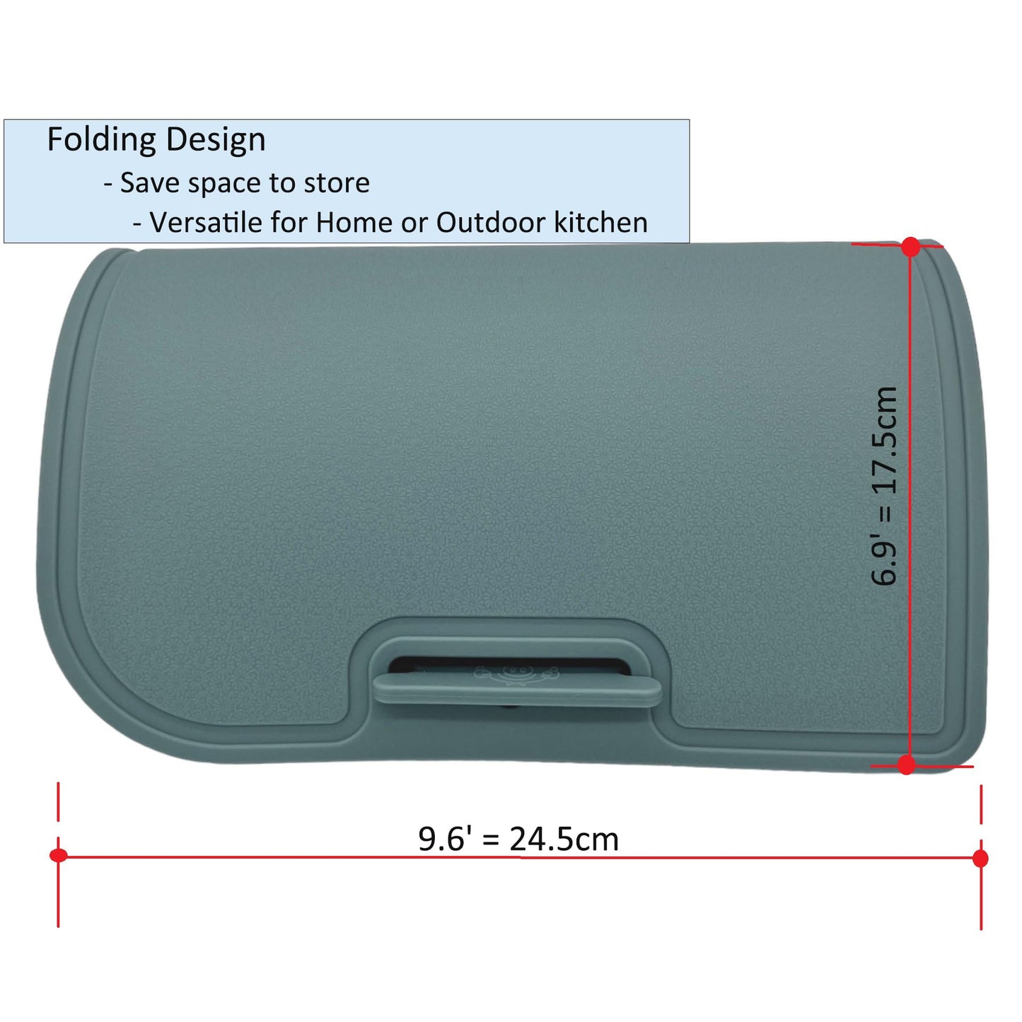 cozymomdeco Korean Made Thick Silicone Double-Sided Usable Cutting Board 14.3" x 9.7" Foldable Design Drip Groove Grip Handle Dishwasher Safe 1PCS Gift for Mom (Mint)