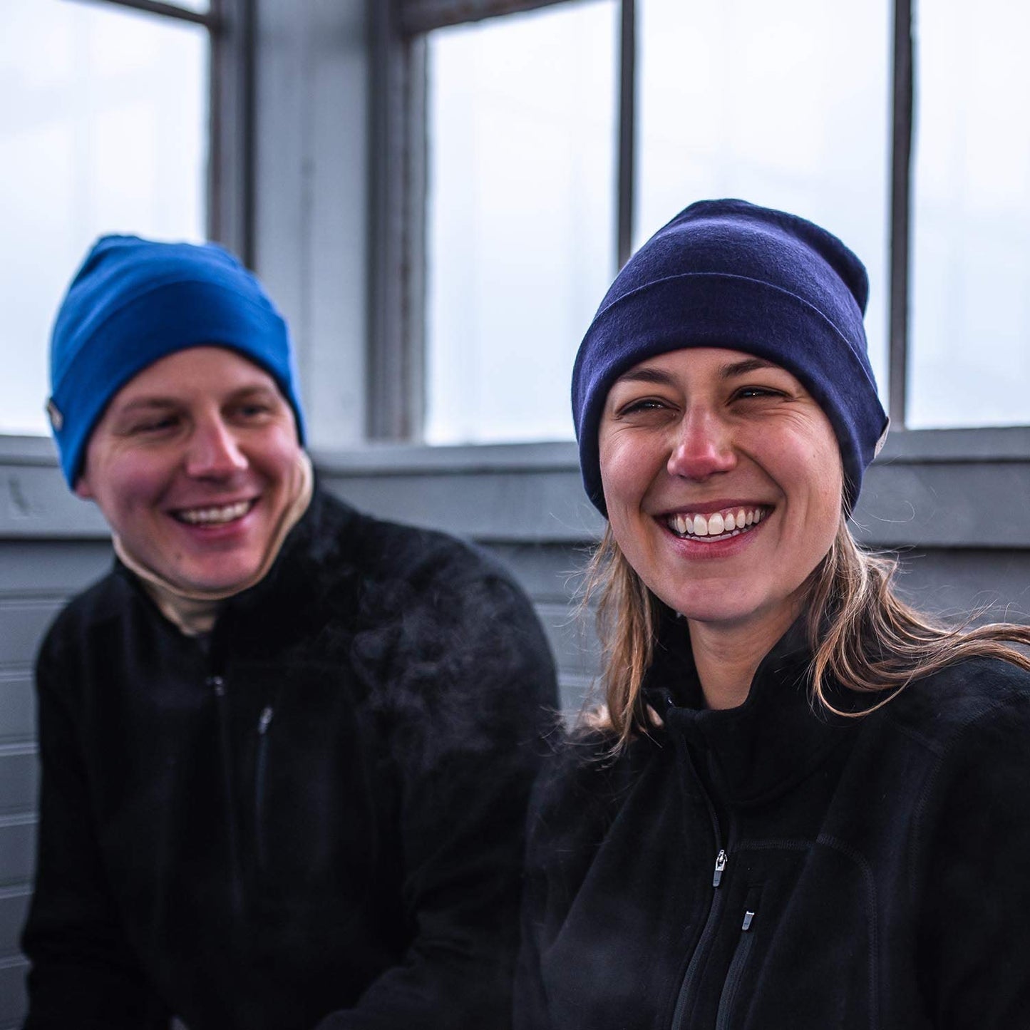 100% Merino Wool Ridge Cuff Beanie - Unisex Warm Winter Hat - Dark Purple