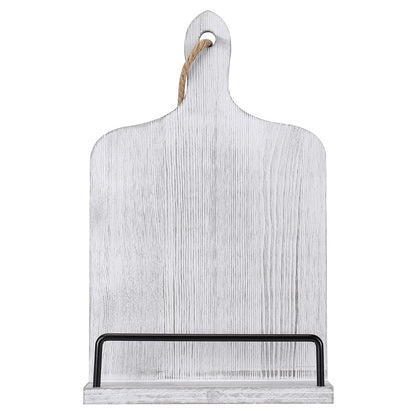 Soligt Cookbook Stand for Kitchen Counter Adjustable Recipe Book Holder Rustic Wood Cutting Board Style - White