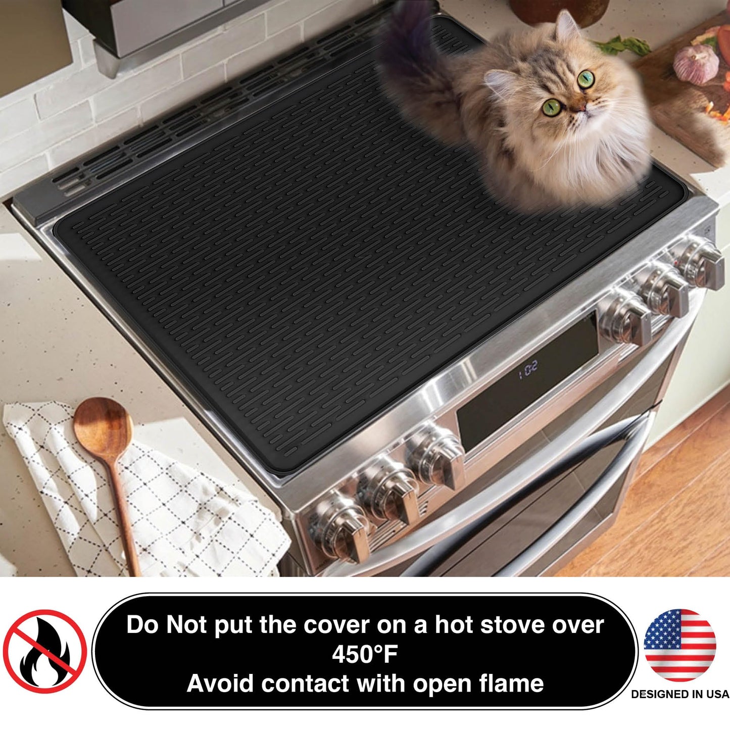 Abra® Silicone Stove Top Covers for Electric Stove | Premium 100% Food Grade Silicone Stove Mat | Glass Cooktop Protector (28x20, Jet Black)