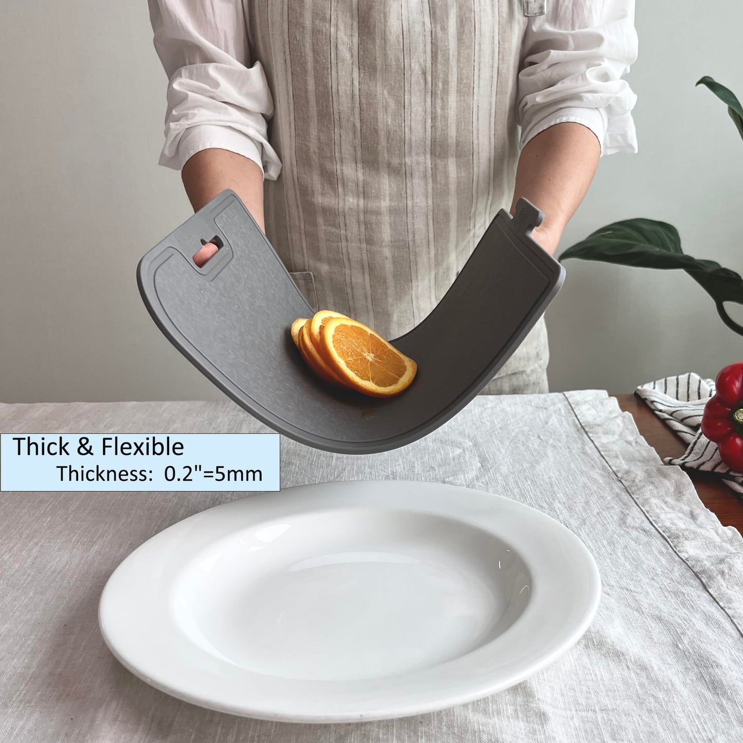 cozymomdeco Korean Made Thick Silicone Double-Sided Usable Cutting Board 14.3" x 9.7" Foldable Design Drip Groove Grip Handle Dishwasher Safe Mint Color 1PCS Gift for Mom (Gray)