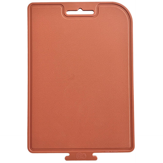 cozymomdeco Korean Made Thick Silicone Double-Sided Usable Cutting Board 14.3" x 5.7" Foldable Design Drip Groove Grip Handle Dishwasher Safe 1PCS (Orange)