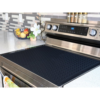 Abra® Silicone Stove Top Covers for Electric Stove | Premium 100% Food Grade Silicone Stove Mat | Glass Cooktop Protector (28x20, Jet Black)