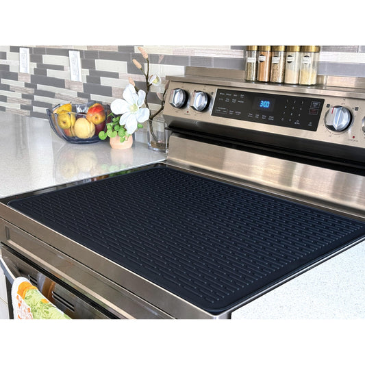 Abra® Silicone Stove Top Covers for Electric Stove | Premium 100% Food Grade Silicone Stove Mat | Glass Cooktop Protector (28x20, Jet Black)