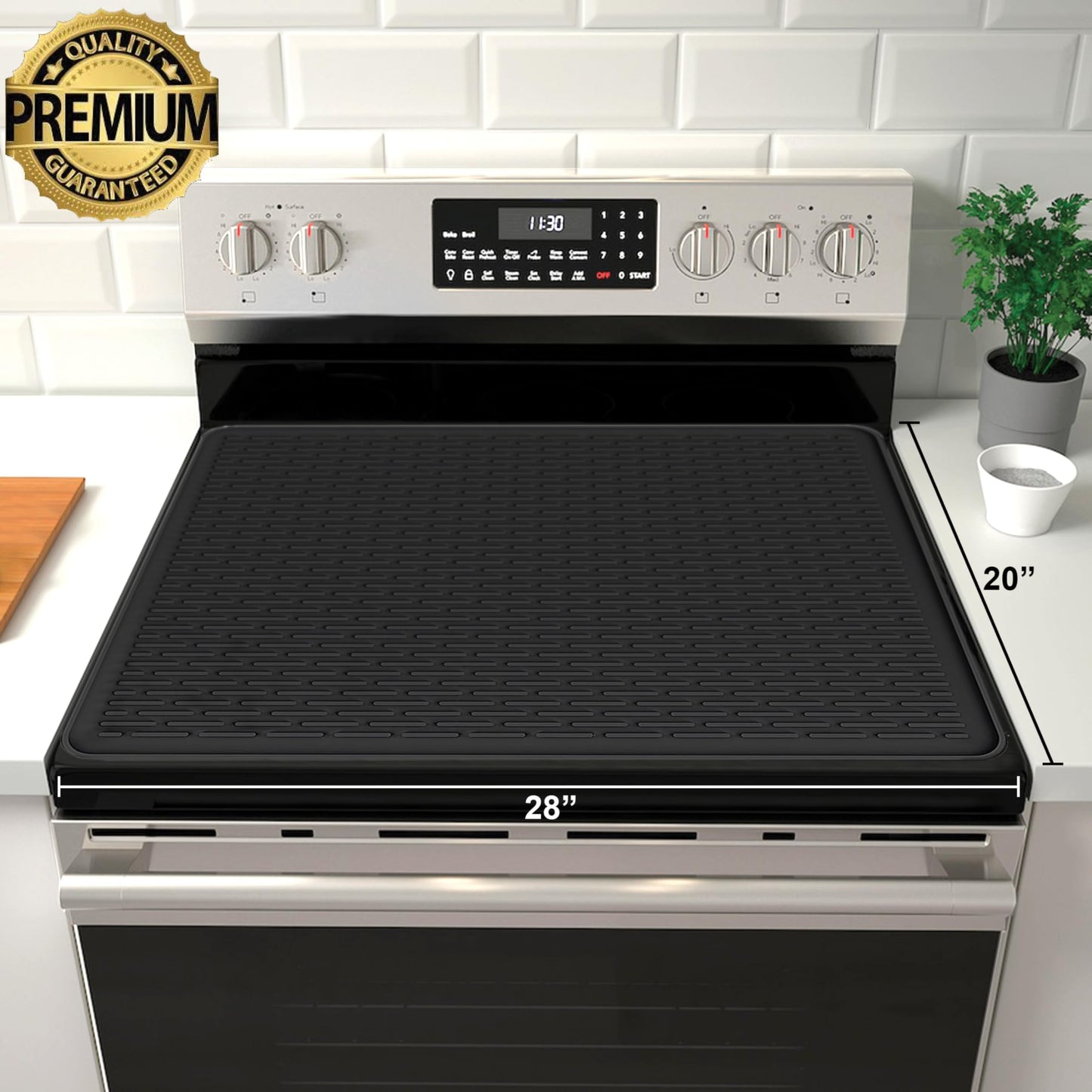 Abra® Silicone Stove Top Covers for Electric Stove | Premium 100% Food Grade Silicone Stove Mat | Glass Cooktop Protector (28x20, Jet Black)