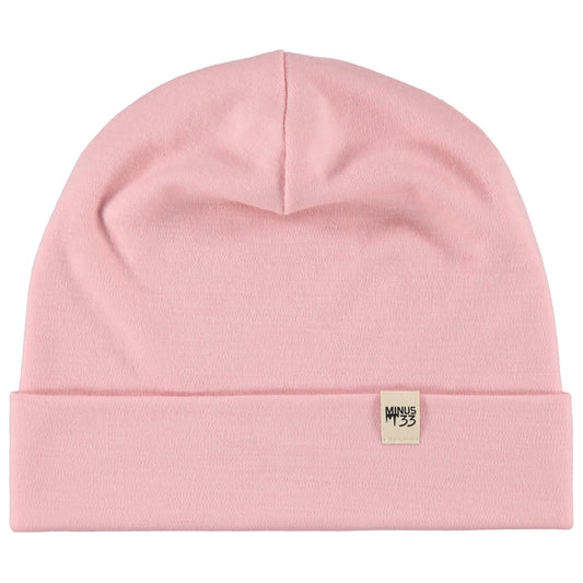 100% Merino Wool Ridge Cuff Beanie - Unisex Warm Winter Hat - Blush Pink, Blush Pink, One Size