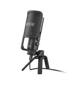 RØDE NT-USB Versatile Studio-quality Condenser USB Microphone with Pop Filter and Tripod for Streaming, Gaming, Podcasting, Music Production, Vocal and Instrument Recording