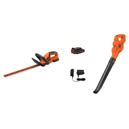 BLACK+DECKER 20V MAX Cordless Hedge Trimmer, 22-Inch (LHT2220) & 20V MAX* Cordless Sweeper (LSW221), Pack of 1