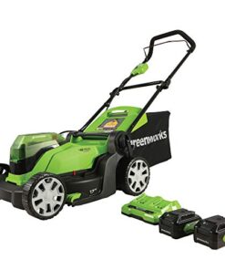 Greenworks 48V (2 x 24V) 17" Cordless (Push) Lawn Mower (125+ Compatible Tools), (2) 4.0Ah Batteries and Dual Port Rapid Charger Included