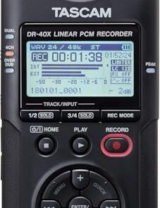TASCAM DR-40X 4-Track Portable Handheld Field Recorder — 2 XLR/TRS Inputs, USB Audio Interface, Dual Adjustable Microphones for Stereo Recording of Music, Audio for Video and Podcasting