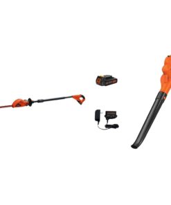 BLACK+DECKER 20V MAX Cordless Pole Hedge Trimmer, 18-Inch (LPHT120) & 20V Max Lithium Sweeper (LSW221)