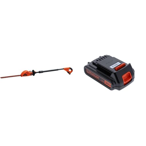 BLACK+DECKER 20V MAX Cordless Pole Hedge Trimmer, 18-Inch (LPHT120) & 20V MAX* Lithium Battery (LBXR20)