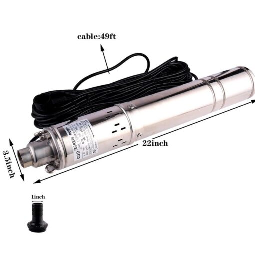 ZYIY 3.5 Inch Tube Stainless Steel Deep Well Pump 1HP Submersible Screw Well Pump 220-240V/60Hz Well Water Pump Max.Head 100m/328ft Flow 8GPM 90mm Well Pump for Home and Industrial Garden Agricultural - Image 7