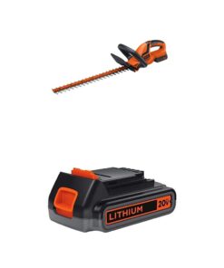 BLACK+DECKER 20V MAX Cordless Hedge Trimmer with Extra Lithium Battery 2.0 Amp Hour (LHT2220 & LBXR2020-OPE)