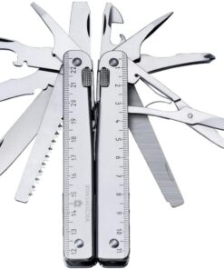 Victorinox Swiss Tool Swiss Army Knife, 24 Function Swiss Made Multi-Tool with Needle-Nose Pliers, Wire Cutters and Large Blade - Silver