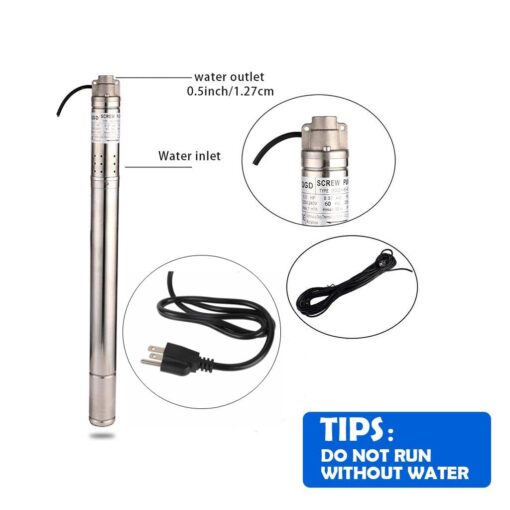 ZYIY 2Inch Stainless Steel Screw Well Pump 220V/60Hz Submersible Deep Well Pump 0.5Hp 164ft Water Well Pump 50mm Bore Deep Well Pump 4.4GPM with 50ft Cable Electric Water Pump for Garden Farmland Home - Image 8