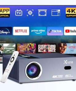 [Officially Licensed Apps & Smart Screen Adjustment] 4K Support Projector with WiFi and Bluetooth, XNANO Native 1080p Projector Built-in Netflix, Prime Video, Disney+ Apps, Movie Projector with Dolby