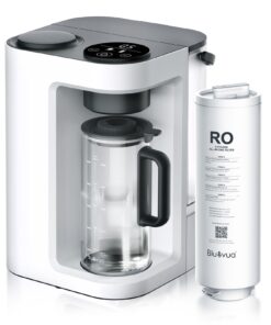 Bluevua RO100ROPOT-LITE Countertop Reverse Osmosis Water Filter System, 5 Stage Purification, 3:1 Pure to Drain, Portable Water Purifier (No Installation Required) (White)