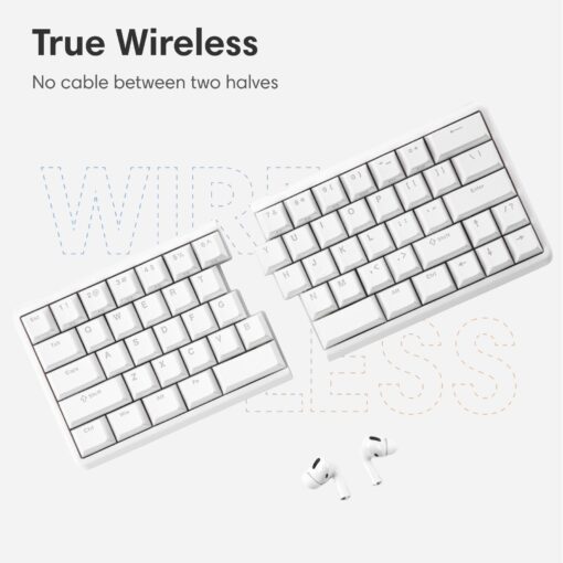 NocFree Wireless Ergonomic Split Mechanical Keyboard with Wrist Rest- Silent, RGB, Hot-Swappable, Compact 60% Layout, Foam Palm Rest, Programmable for Mac & Windows, PBT Keycaps - Image 4