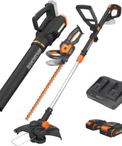 Worx 20V String Trimmer + Turbine Blower + Hedge Trimmer (Batteries & Charger Included)