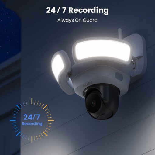 AOSU Floodlight Camera Wired, 3K UHD Security Camera Outdoor, 360° Coverage Surveillance, 24/7 Recording, Motion Detection, 2600-Lumen Motion-Activated Floodlight, Color Night Vision, No Monthly Fee - Image 9