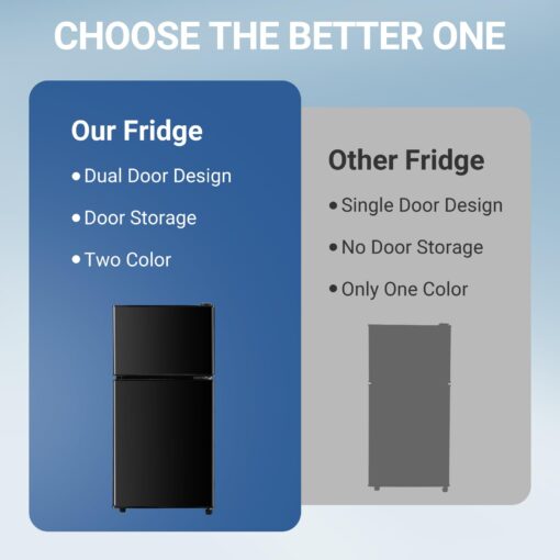 Zyerch FLS-90-BLACK Apartment Size 4.0 Cu. Ft. Mini Dorm Fridge Adjustable Thermostat & Shelves Small Refrigerator with Freezer for College, Office, Kitchen, Black, 3.6 Cu.Ft - Image 3
