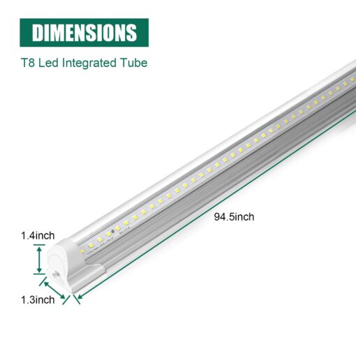 10 Pack 8FT 80W LED Shop Light, 5000K 12000LM Integrated Fixture, V Shape Daylight White Ceiling T8 LED Tube Light for Garage, Clear Cover, High Output, Linkable Shop Lights for Garage, Plug and Play - Image 6