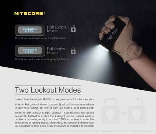 NITECORE TM10K TM10K Tiny Monster 10,000 Lumen Burst Rechargeable Flashlight, Black - Image 4