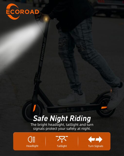 ECOROAD Electric Scooter EC6, 400W Peak Motor & 19 MPH Adults Commuting Scooters, 15 Miles Long Range Electric Kick Scooters, 8.5" Pneumatic Tires Lightweight Foldable E-Scooter with Turn Signals - Image 5