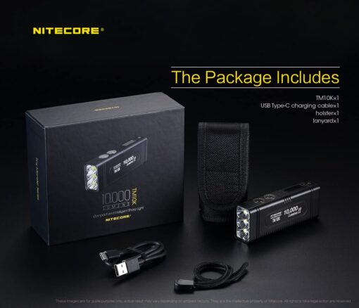 NITECORE TM10K TM10K Tiny Monster 10,000 Lumen Burst Rechargeable Flashlight, Black - Image 7
