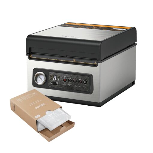 10 inch Chamber Vacuum Sealer and 8" ×12" 200 Count Bag Keeper, ideal for liquid or juicy food including Fresh Meats, Soups, Sauces and Marinades. Visible vacuum degree
