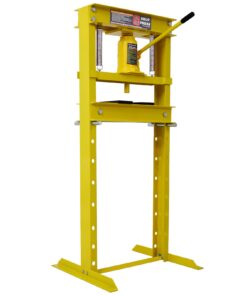 12 Ton Hydraulic Press, H-Frame Garage Floor Adjustable Shop Press with Stamping Plates to Bend, Straighten, Or Press Parts, Install Bearings & U-Joints, Yellow
