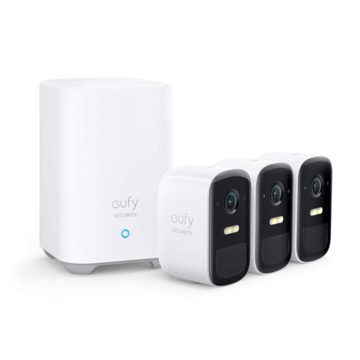 eufy Security, eufyCam 2C 3-Cam Kit, Security Camera Wireless Outdoor, Home Security System, HomeKit Compatibility, 1080p HD, IP67, Night Vision, Motion Only Alert, No Monthly Fee
