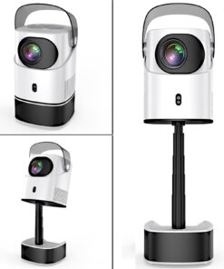 [29" Foldable stand] Portable Projector with WIFI and Bluetooth, Outdoor Movie Projector with Native 1080P, 600 ANSI, Electric Focus, Auto keytone, Dolby Audio, Smart Projector with Built in APPS