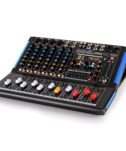 Pyle 8-Channel Bluetooth Studio Audio Mixer- DJ Sound Controller Interface w/ USB Drive for PC Recording Input, XLR Microphone Jack, 48V Power, RCA Input/Output for Professional & Beginners- PMXU88BT