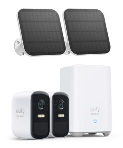 eufy Security, eufyCam 2C 2-Cam Kit with Solar Panel 2W, Security Camera Wireless Outdoor, Home Security System, HomeKit Compatibility, 1080p HD, IP67, Night Vision, Motion Only Alert, No Monthly Fee