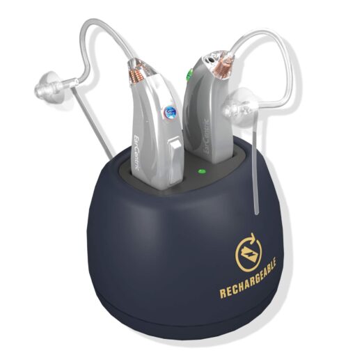 [Silver] EarCentric EasyCharge Rechargeable Hearing Aids (Pair) for Seniors, Behind-The-Ear BTE Ear Aid PSAP digital Personal sound amplification products devices with Noise Cancellation - Image 3
