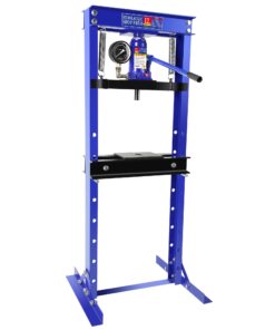 12 Ton Hydraulic Shop Press, H-Frame Garage Floor Adjustable Shop Press with Stamping Plates & Pressure Gauge to Bend, Straighten, Or Press Parts, Install Bearings and U-Joints