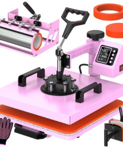 12x15 Heat Press with 30 OZ Tumbler Attachment, 5 in 1 Heat Press Machine for T Shirts, Tumblers Glass Cans Mugs Hats and Plates