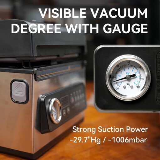 10 inch Chamber Vacuum Sealer and 8" ×12" 200 Count Bag Keeper, ideal for liquid or juicy food including Fresh Meats, Soups, Sauces and Marinades. Visible vacuum degree - Image 7
