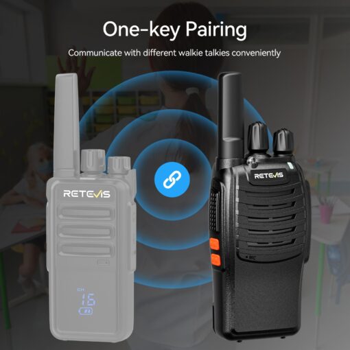 Retevis H-777 2 Way Radios Walkie Talkies Long Range, Rechargeable Two Way Radios, Hand Free Adults Walkie Talkies with Charging Base(Black, 20 Pack) - Image 2