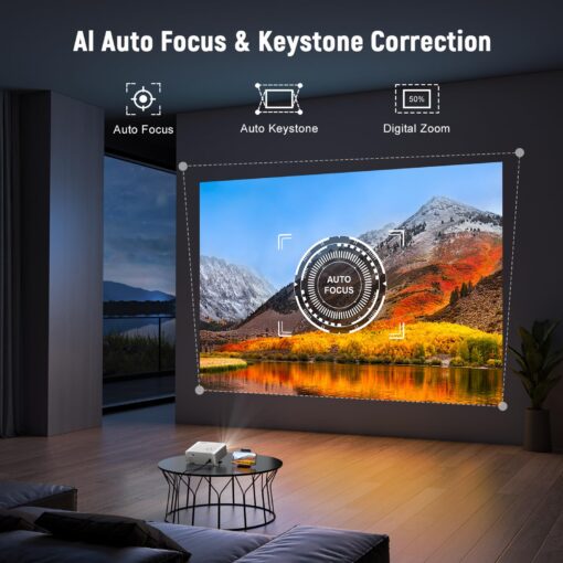 [Auto Foucs] Smart Projector with WiFi and Bluetooth, VISSPL 4K Supported Video Projector, Auto Keystone, Home Theater Movie Phone Projector Compatible with Android/iOS/Windows/TV Stick/HDMI/USB - Image 7