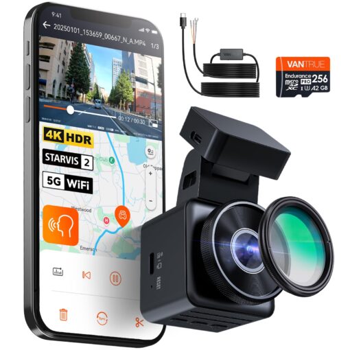 [Bundle-3 Items: Vantrue E1 Pro Dash Cam & Hardwire Kit & 256GB SD Card] 4K Mini Dashcam Front, STARVIS 2 IMX678 Night Vision HDR,