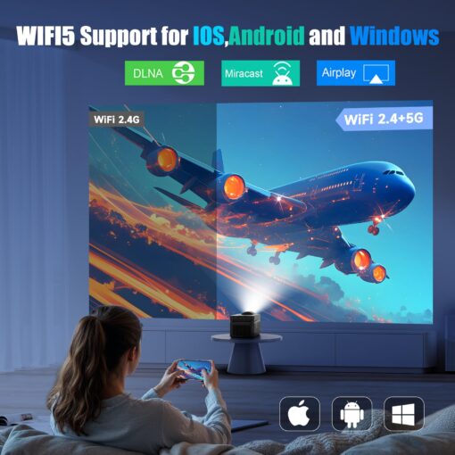 [Netflix Licensed] Ultra Short Throw Smart Projector, 1080P 4K Support, with Wifi6 and BT 5.4, Auto Offset Auto Correction, 700 ANSI , 1.5+32GB Memory for Home Theater/Outdoor Use HY450NTV - Image 5
