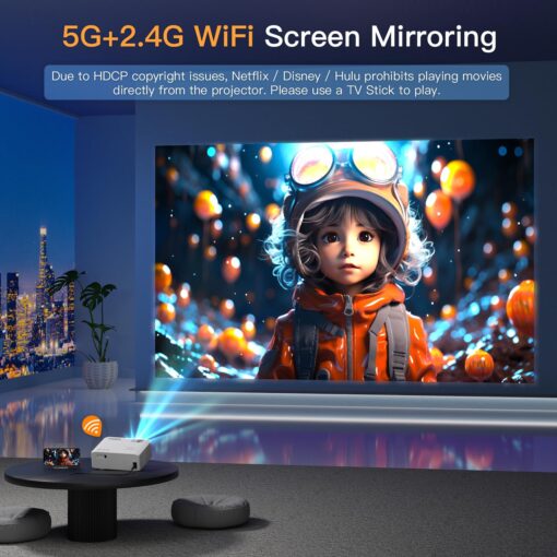 [6D/4P/4K] Projector with WiFi and Bluetooth, VISSPL 4K Supported Video Projector, Electric Keystone, Home Theater Movie Phone Projector Compatible with Android/iOS/Windows/TV Stick/HDMI/USB - Image 7